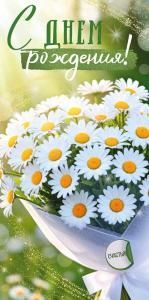 Конверт для денег «С Днем рождения!» (букет ромашек)