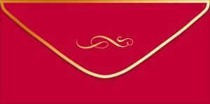 Конверт для денег без надписи (золотой вензель на красном фоне)