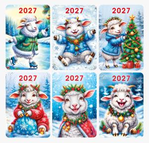 Набор календарей карманных "Зимние овечки" 2027 - 30 шт					