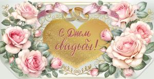 Конверт для денег "С днем свадьбы!"