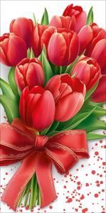 Конверт для денег без надписи (букет из тюльпанов)