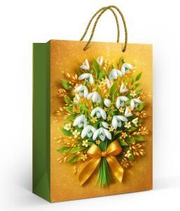 Пакет подарочный «Букет подснежников» (ML)
