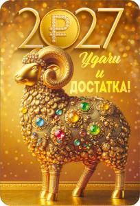 Календарь карманный 2027 (золотая овца с деньгами)