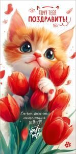 Конверт для денег «Хочу тебя поздравить!...Мур-мур»