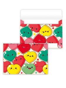 Конверт художественный средний «Сердечки цветные»