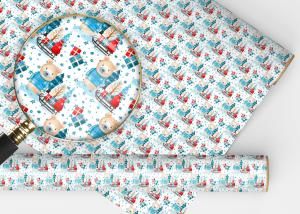 Упаковочная бумага медвежонок с санками, 1 лист