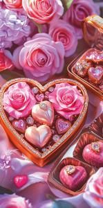 Конверт для денег без надписи (сердечко с розами)