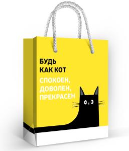 Пакет подарочный "Будь как кот"