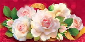 Конверт для денег «Нежные розы» (кремовые розы)