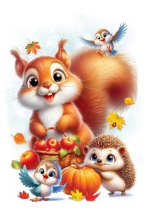 Двусторонняя наклейка "Зверюшки с урожаем"