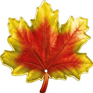 Украшение на скотче "Кленовый лист" (красный с жёлтой окантовкой)