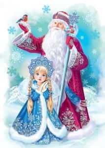 Двусторонняя наклейка «Дед Мороз и Снегурочка»