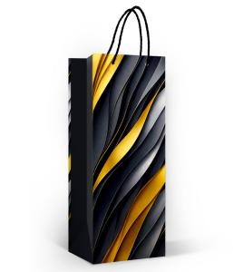 Пакет под бутылку "Золото и сталь" (В) (золотые и стальные волны)