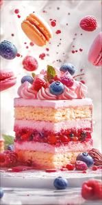 Конверт для денег без надписи (кусок торта с кремом и ягодами, пирожные и ягоды вокруг)