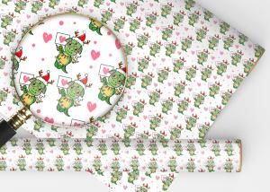 Упаковочная бумага дракоша с сердечками, 1 лист