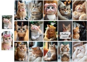 Набор мини-открыток «Пожелания от котиков», 15 шт.+ бирка