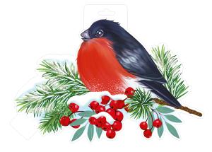 Плакат "Снегирь на ветке"