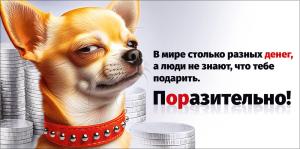 Конверт для денег "В мире столько разных денег..." (собака, монеты)