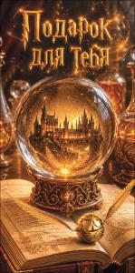 Конверт для денег "Подарок для тебя!" (шар с замком, книга)
