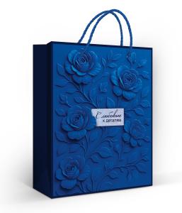 Пакет подарочный «С любовью к деталям» (M) (синие цветы)