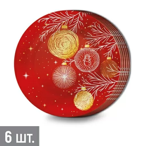 Набор тарелок (d=18 см) «Красное с золотом» 30001587